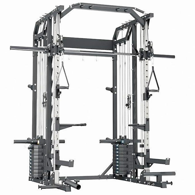 Functional Trainer Smith Machine All-in-One Home Gym with Pulley Set and Cable Crossover