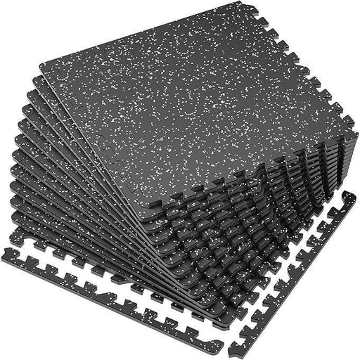12 Pcs 48 Sq Ft Rubber Top Exercise Mats Interlocking Gym Flooring for Home Gym