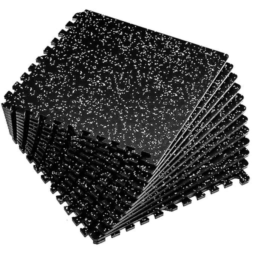 12 Pcs 48 Sq Ft Rubber Top Exercise Mats Interlocking Gym Flooring for Home Gym
