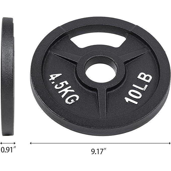 2-Inch Olympic and 1-Inch Standard Cast Iron Weight Plate for Strength Training & Weightlifting, Multiple Weights Available