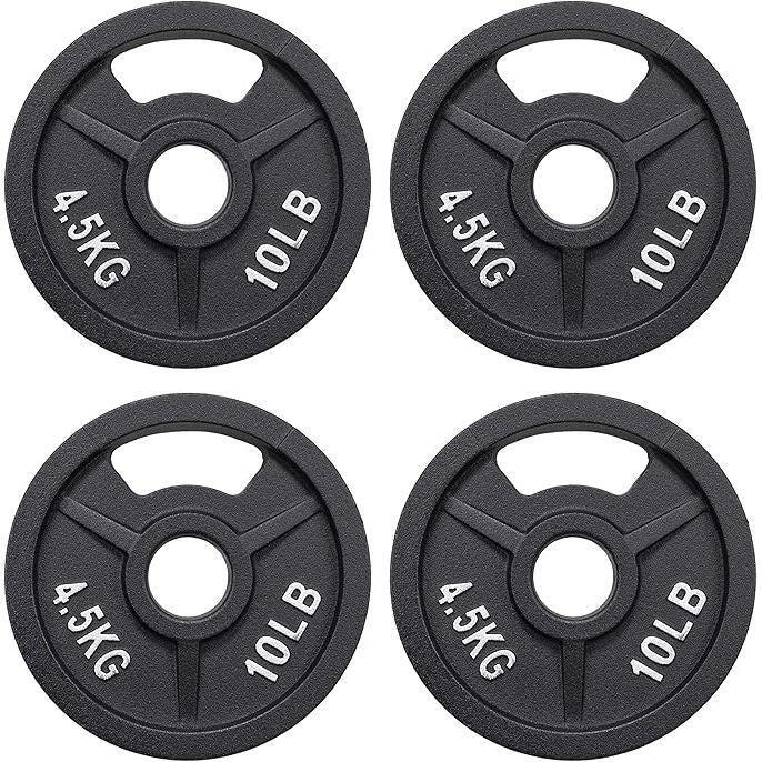 2-Inch Olympic and 1-Inch Standard Cast Iron Weight Plate for Strength Training & Weightlifting, Multiple Weights Available