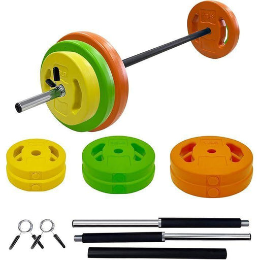 Adjustable Barbell Set with Weight Plates for Strength Training and Aerobic Fitness