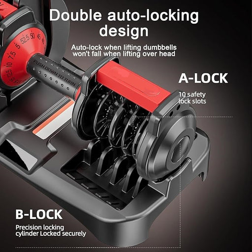 Adjustable Dumbbells 52.5 lbs pair 105 lbs Gym Equipment for Home Strength Training Equipment