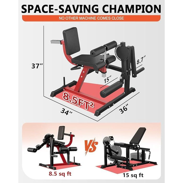 Adjustable Leg Extension & Curl Machine for Thigh Workout Plate Loaded
