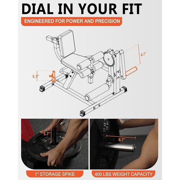 Adjustable Leg Extension & Curl Machine for Thigh Workout Plate Loaded