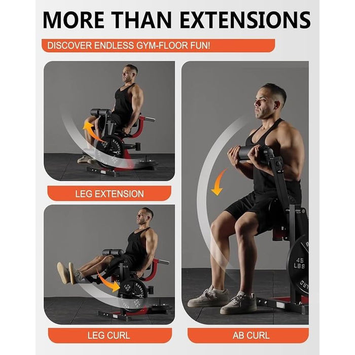 Adjustable Leg Extension & Curl Machine for Thigh Workout Plate Loaded