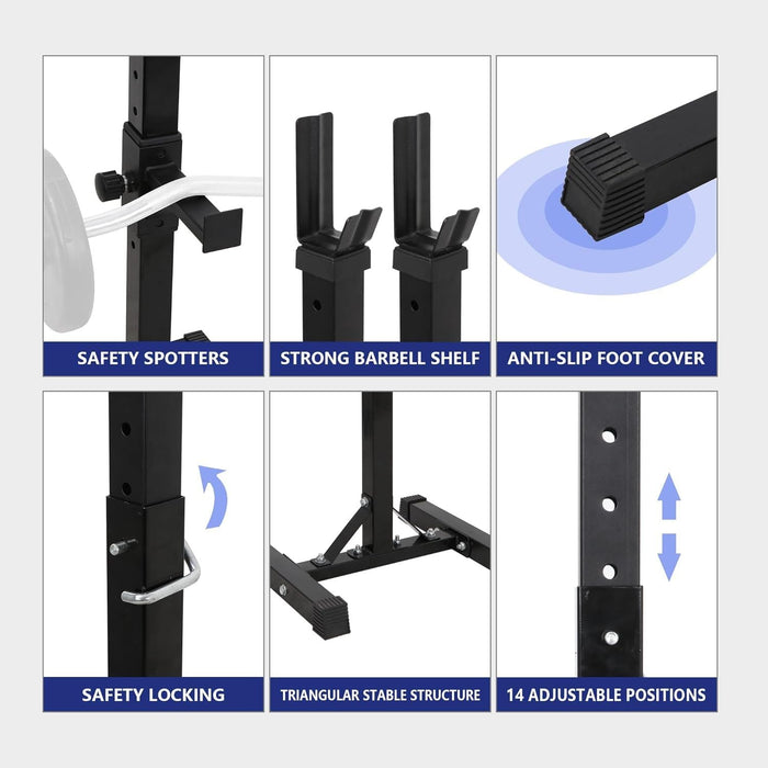 Adjustable Squat Rack Pair Steel Bench Press Rack 550lbs Max Load for Home Gym