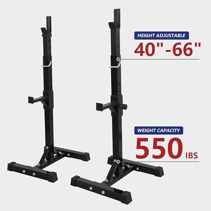 Adjustable Squat Rack Pair Steel Bench Press Rack 550lbs Max Load for Home Gym