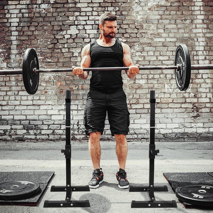 Adjustable Squat Rack Pair Steel Bench Press Rack 550lbs Max Load for Home Gym