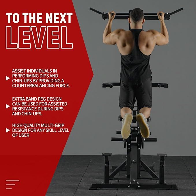 Assisted Pull Up Machine 600LBS Leverage Chin and Dip Machine 4 in 1 Plate Loaded for Home Gym