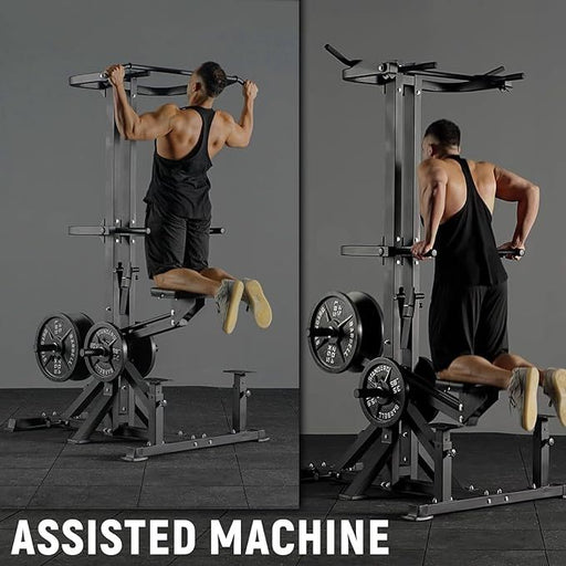 Assisted Pull Up Machine 600LBS Leverage Chin and Dip Machine 4 in 1 Plate Loaded for Home Gym
