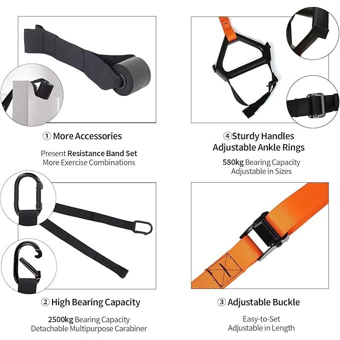 Bodyweight Resistance Training Straps Suspension Kit for Full-Body Workout