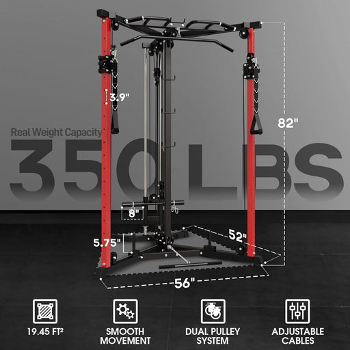 Cable Crossover Machine Functional Trainer with Adjustable Pulley System for LAT Pulldowns and Cable Row