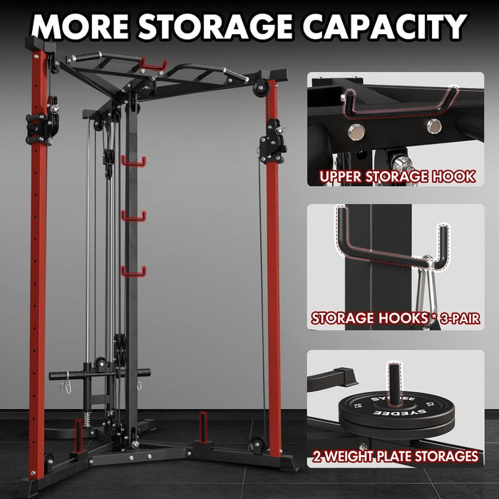 Cable Crossover Machine Functional Trainer with Adjustable Pulley System for LAT Pulldowns and Cable Row