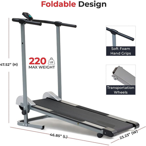 Compact and Foldable Treadmill with Non-Slip Surface Fixed Incline Digital Monitor Bluetooth