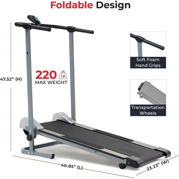 Compact and Foldable Treadmill with Non-Slip Surface Fixed Incline Digital Monitor Bluetooth