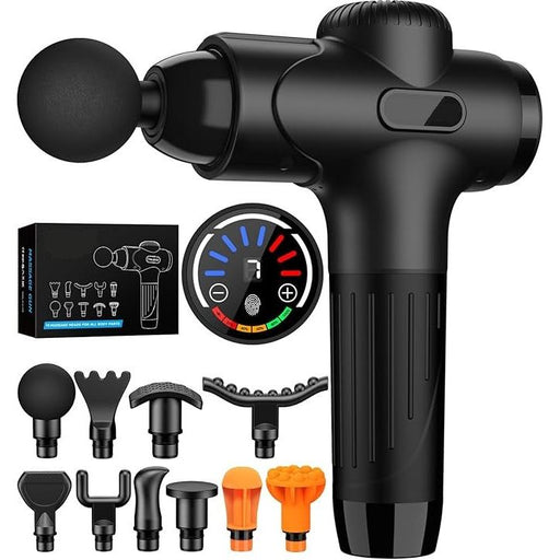 Deep Tissue Percussion Massage Gun with 10 Replacement Heads Portable Electric Massager