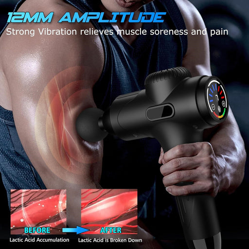 Deep Tissue Percussion Massage Gun with 10 Replacement Heads Portable Electric Massager
