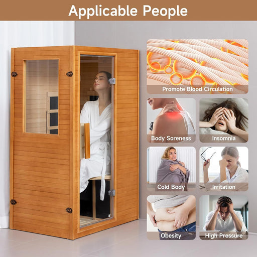 Far Infrared Sauna Home Indoor Sauna Room with Control Panel and Low EMF Heater Panels