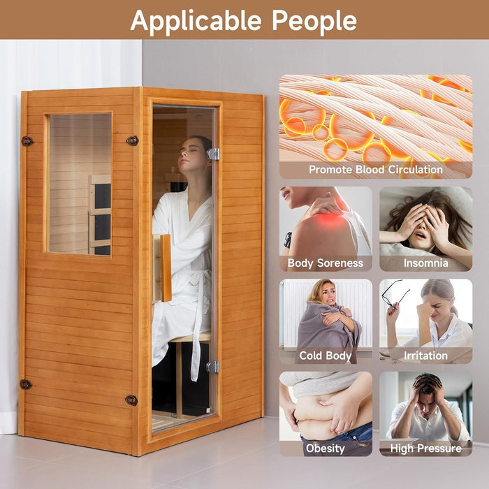 Far Infrared Sauna Home Indoor Sauna Room with Control Panel and Low EMF Heater Panels