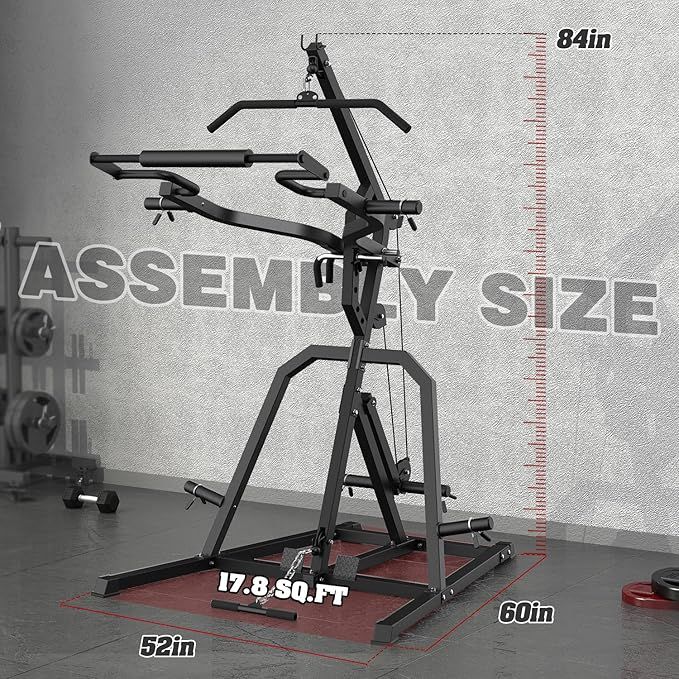 Free Weight Leverage Gym Power Rack Squat Rack with LAT Low Row System for Home Gym Workout
