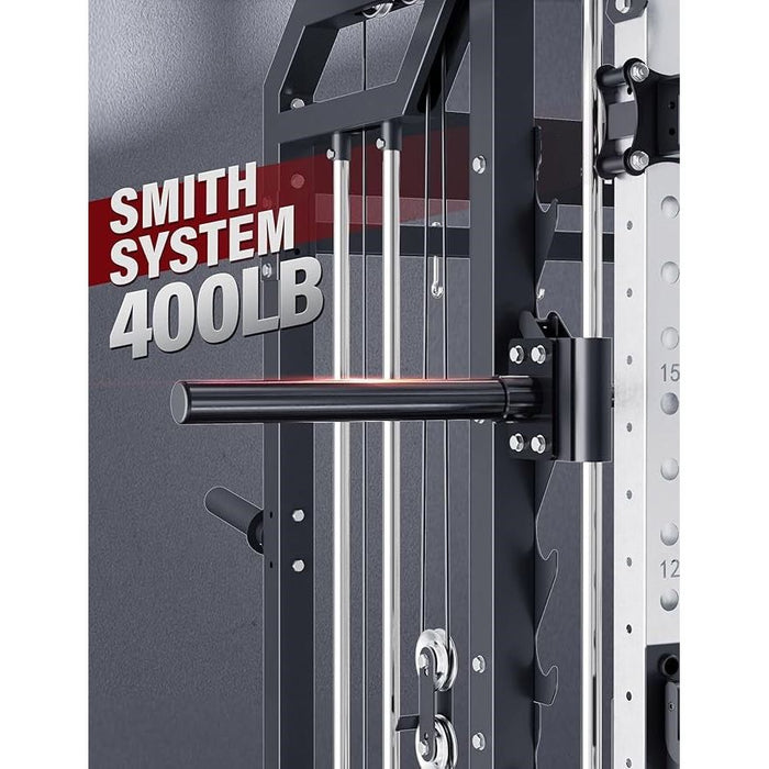 Functional Trainer Smith Machine All-in-One Home Gym with Pulley Set and Cable Crossover