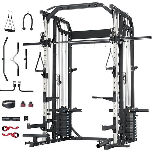 Functional Trainer Smith Machine All-in-One Home Gym with Pulley Set and Cable Crossover