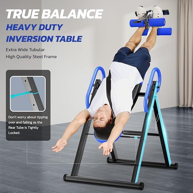Heavy Duty Inversion Table with Headrest & Adjustable Protective Belt for Back Pain Relief Therapy