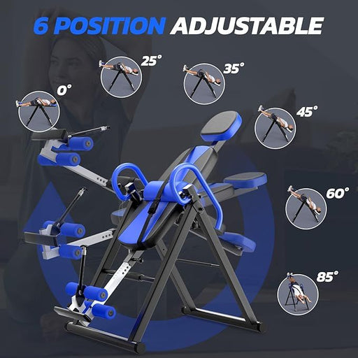 Heavy Duty Inversion Table with Headrest & Adjustable Protective Belt for Back Pain Relief Therapy