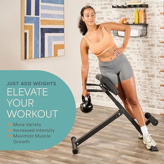 Hyperextension Bench Adjustable Back Extension Machine for Core Work & Home Gym