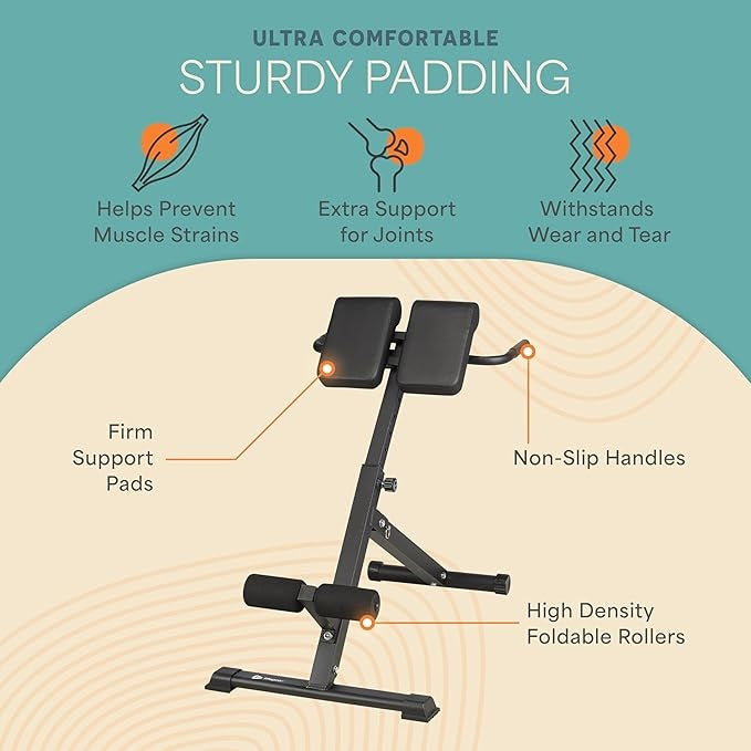 Hyperextension Bench Adjustable Back Extension Machine for Core Work & Home Gym