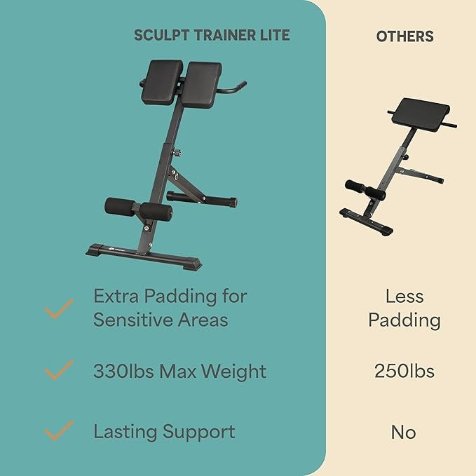Hyperextension Bench Adjustable Back Extension Machine for Core Work & Home Gym