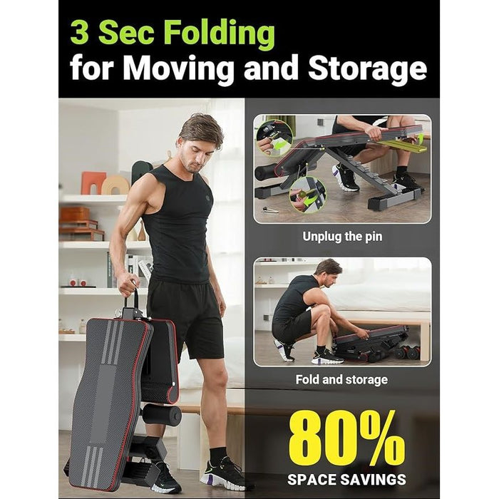 Incline Decline Flat Utility Workout Foldable Bench Press Bench of Home Gym Strength Training