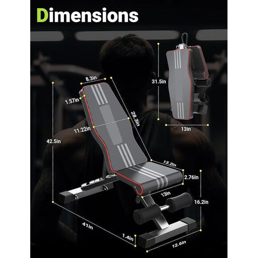 Incline Decline Flat Utility Workout Foldable Bench Press Bench of Home Gym Strength Training