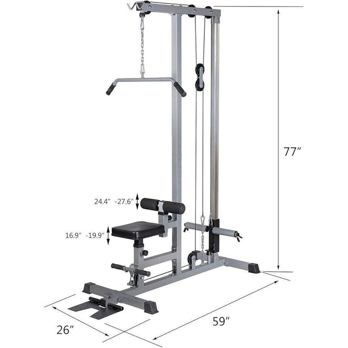 LAT Pull Down Machine Low Row Cable Fitness Exercise Body Workout Strength Training Bar Machine