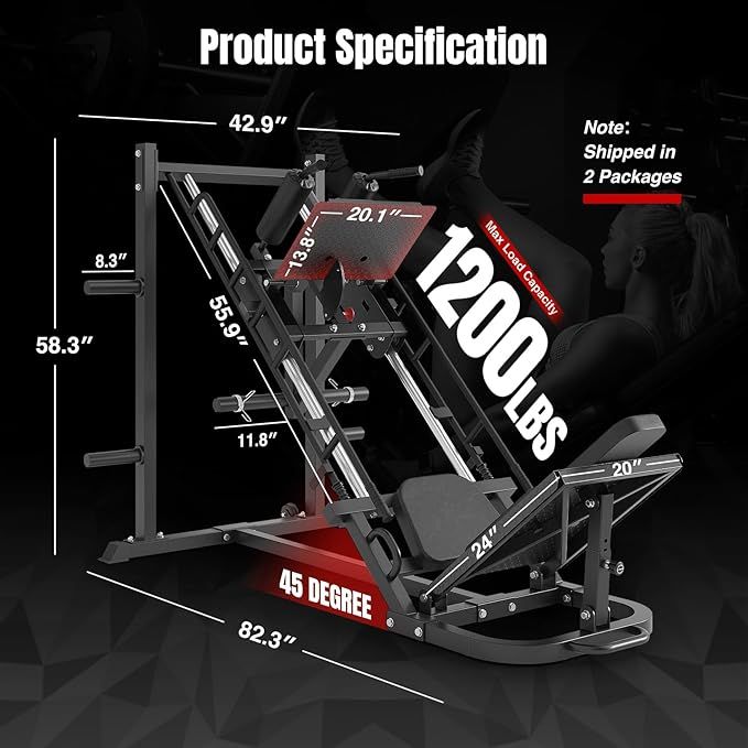 Leg Press Machine with Roller Bearing Adjustable Hack Squat Combo for Full Lower Body Workout