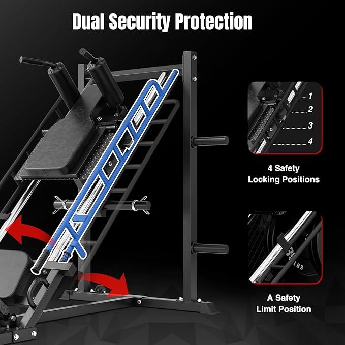 Leg Press Machine with Roller Bearing Adjustable Hack Squat Combo for Full Lower Body Workout