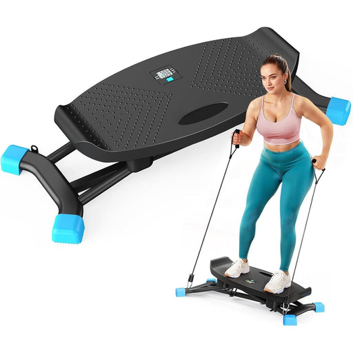 Mini Stair Stepper with Resistance Bands and Extended Step Range Full Body Cardio Equipment