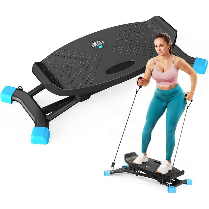 Mini Stair Stepper with Resistance Bands and Extended Step Range Full Body Cardio Equipment