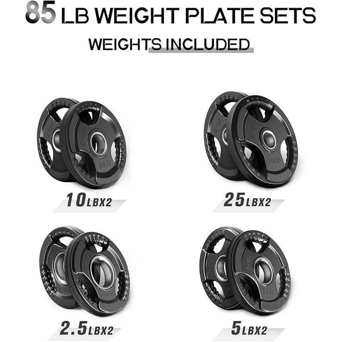 Olympic Rubber Grip Plates for Barbell, 2-Inch Weight Plates for Weightlifting and Strength Training in Home and Gym, Single, Pair and Sets(2.5/5/10/25 LB)