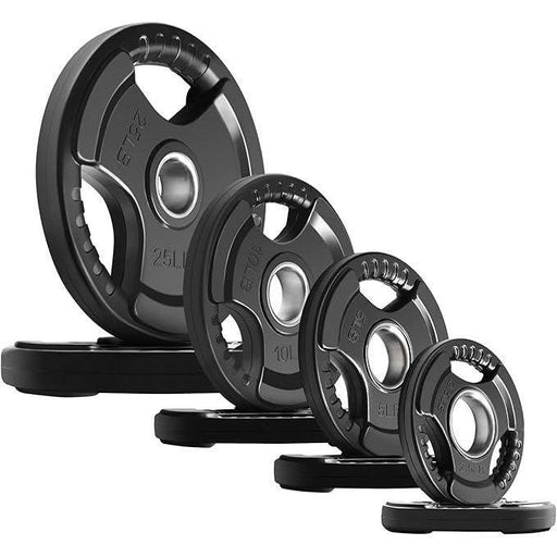 Olympic Rubber Grip Plates for Barbell, 2-Inch Weight Plates for Weightlifting and Strength Training in Home and Gym, Single, Pair and Sets(2.5/5/10/25 LB)