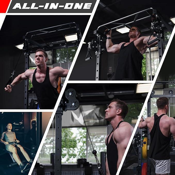 Power Cage with LAT PullDown, 1000LB Squat Rack & Storage for Garage Gym