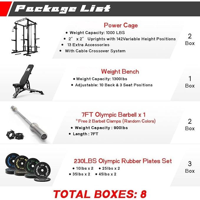 Power Cage with LAT PullDown, 1000LB Squat Rack & Storage for Garage Gym