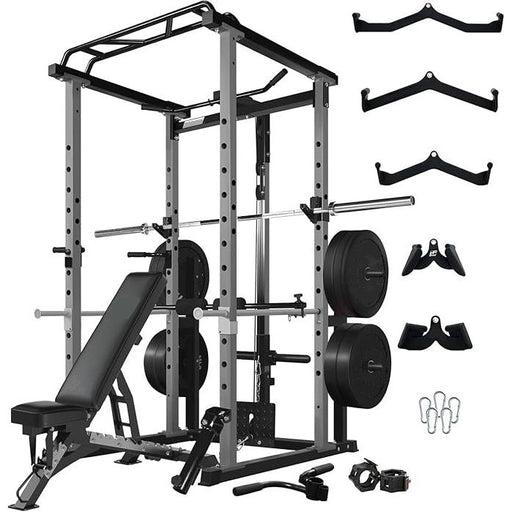 Power Cage with LAT PullDown, 1000LB Squat Rack & Storage for Garage Gym