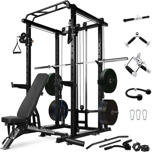 Power Cage with LAT PullDown, 1000LB Squat Rack & Storage for Garage Gym