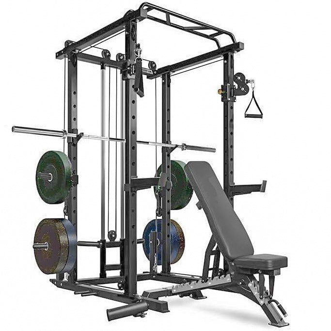 Power Cage with LAT PullDown, 1000LB Squat Rack & Storage for Garage Gym