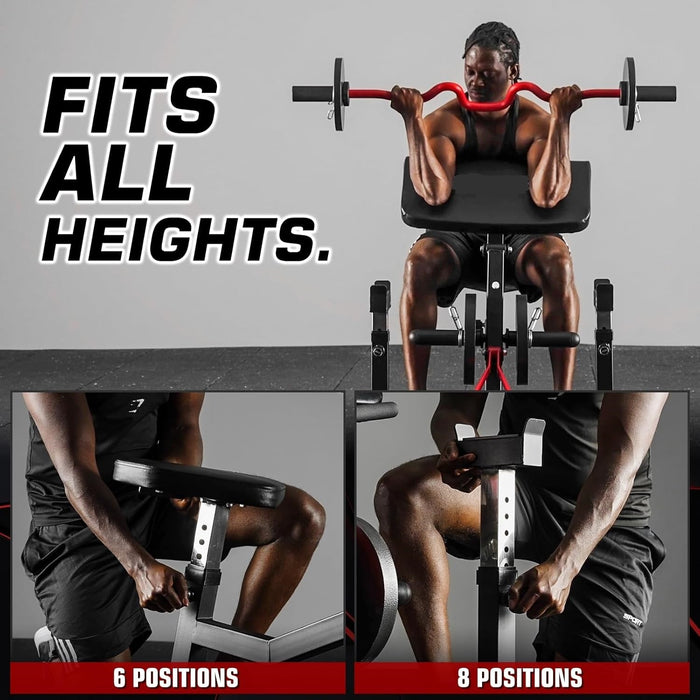Preacher Curl Bench Plate Loaded Bicep Curl Machine 2 in 1 Arm Training for Home Gym