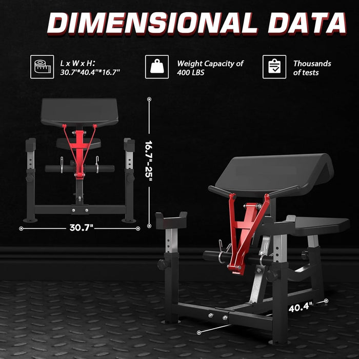 Preacher Curl Bench Plate Loaded Bicep Curl Machine 2 in 1 Arm Training for Home Gym