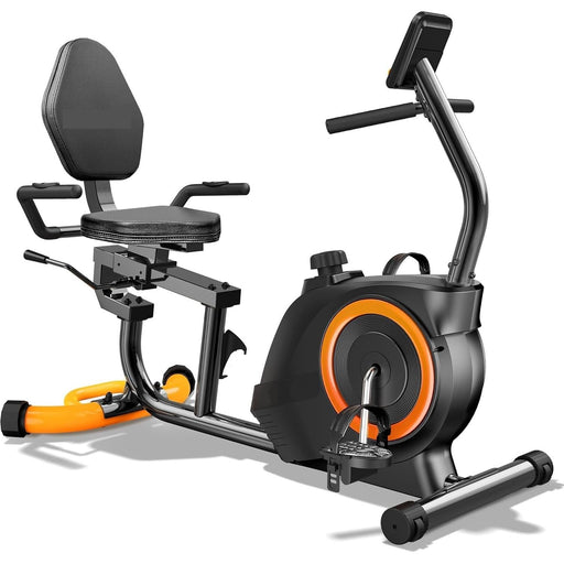 Recumbent Exercise Bike for Home Use, Adjustable Seat, 16-Level Resistance, LCD Display