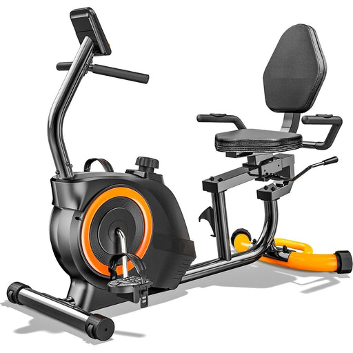 Recumbent Exercise Bike for Home Use, Adjustable Seat, 16-Level Resistance, LCD Display